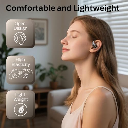 Image of Monster Open Ear AC510 Earbuds, Bluetooth6.0 Wireless Earbuds, Stereo Sound Ear Buds with AI Intelligent Noise Reduction, Type-C Charging, Touch Control, 30H Playback, IPX6 Waterproof Earphones(Black)