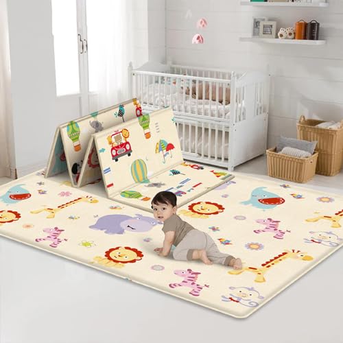 Image of FunBlast Waterproof Foldable Baby Floor Play Mat, Reversible XPE Foam Mat, Dual Size Printed Waterproof PlayMat, Floor PlayMat - Color & Print May Vary - (5.9x4.9 Feet with 1cm Thickness) (6S)