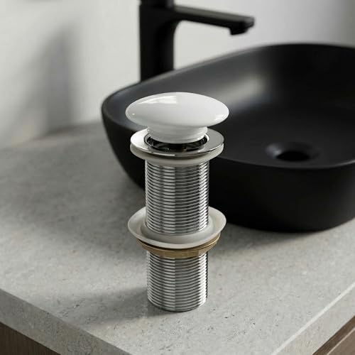 Image of InArt Pop-up Brass Basin Drainer /Waste Coupling /Waste Kit for Bathroom Wash Basin /Vessel Sink 5 Inch Brass Full Threaded Pop Up Waste Coupling 32 MM (White Ceramic)