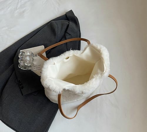 Fluffy Shoulder Hobo Bag Soft Plush Purse Cute Shoulder Bags Soft Plush Underarm Tote Ladies Faux Fur Tote Bag4