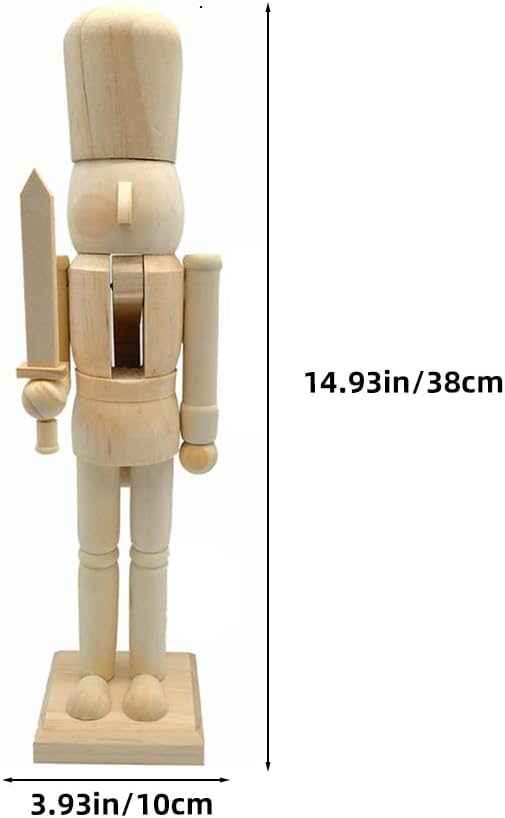 LUOZZY 15" Unfinished Nutcracker Wooden DIY Blank Unpainted Nutcracker Puppet Soldier Christmas Table Centerpiece