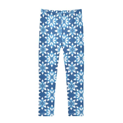senya Girls Printed Leggings Yoga Pants Geometric Flowers Pattern for Kids in 4t to 10 Years, 4T