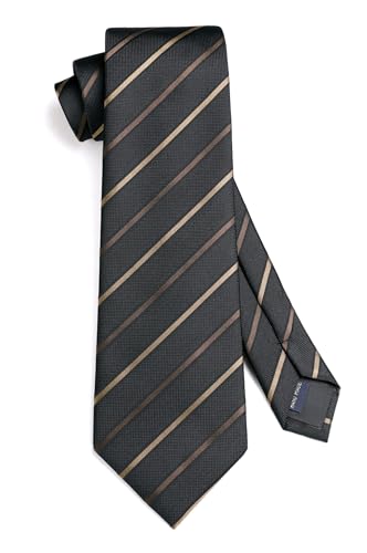 Image of HISDERN Mens Ties Solid Color Tie and Pocket Square Set Classic Woven Formal Neckties & Handkerchief Wedding Party