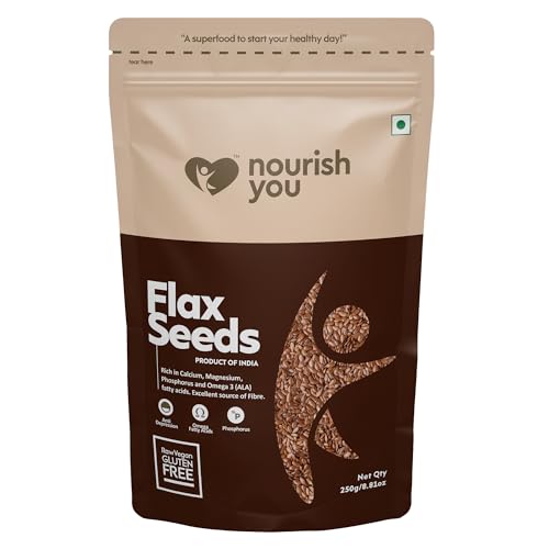 Image of Nourish You Raw Edible flaxseed 250g - Alsi Seeds | 100% Natural flaxseeds for Hair Growth | Raw Seeds for Eating | Source of Iron & Dietary Fibre | Rich in Protein