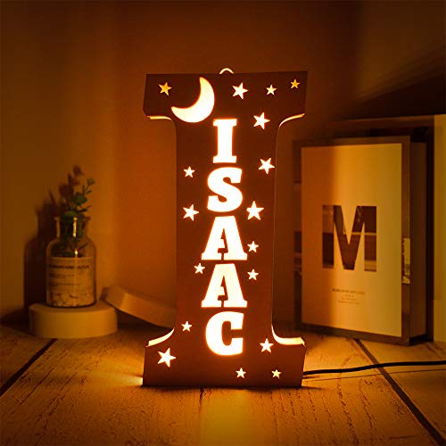 Decoración de nombre personalizado Luz de noche LED Grabar estrellas y letras de luz de luna Cover