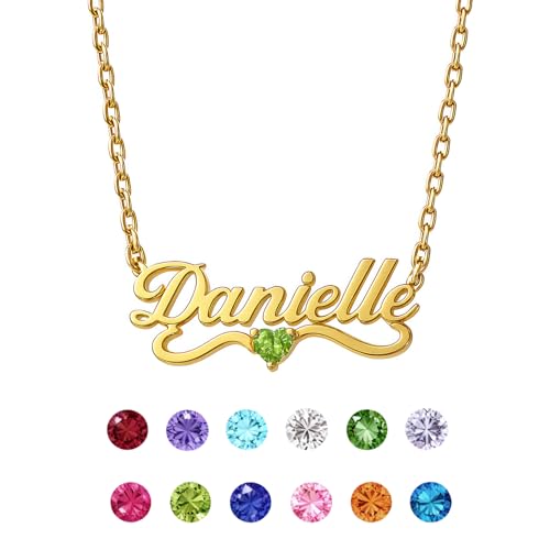 Custom Name Necklace with Birthstone Personalized Necklace for Women Mother's Day Gift from Daughter and Son Mom Necklaces Gifts for Women