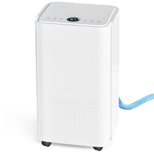 NEWBULIG 30Pints Dehumidifier with Drain Hose, 2,000 Sq.Ft Dehumidifier for Basement, 0.53 Gallon...
