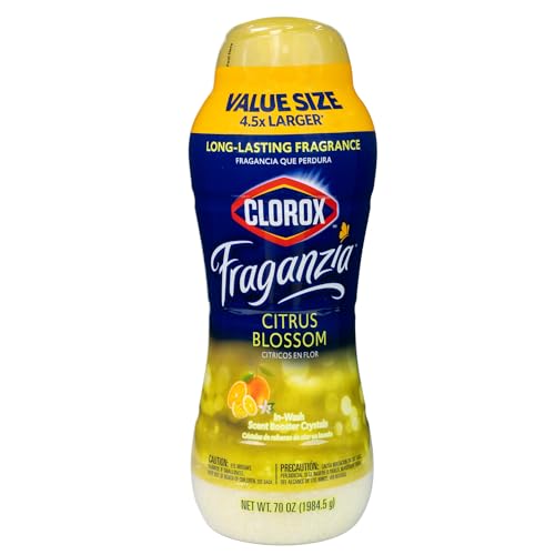 Image of Clorox Fraganzia Laundry Scent Booster Crystals, In-Wash Fragrance Beads for Fresh-Smelling Clothes & Linens, Safe for All Fabrics & Colors, Easy-Pour Bottle, Citrus Blossom Scent, 70 Oz