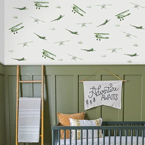 astrkiz Boy Vintage Planes Wall Decals Peel and Stick, Watercolor