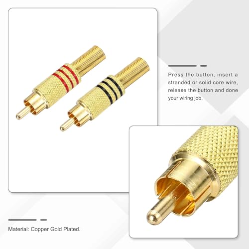 Fielect 20Pack Adaptador Conector RCA Macho para Audio y Video miniatura 4