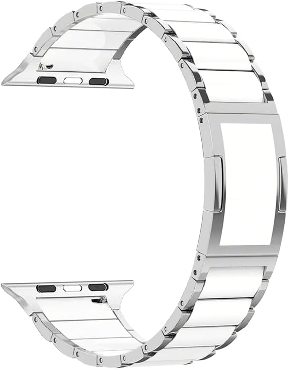 Stainless Steel Band with Ceramic-Like Finish for Apple Watch, 3-Piece Tapered Quick-Release Metal Bracelet for iWatch Series 11/10/9/8/7,SE 3/2 [2025] (42mm/41mm/40mm,Black)