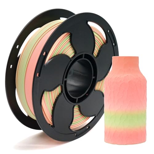 Matte Gradient Coral Rainbow Green Pink PLA Filament 1.75mm 3D Printer Filament High Speed 500mm/s, PLA 3D Printing Filament 1kg (2.2lbs) Spool Neatly Wound Wound Perfectly Hide The Layer Line