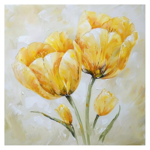 Peinture abstraite murale de tulipe jaune pour sublimer votre décoration de salon moderne