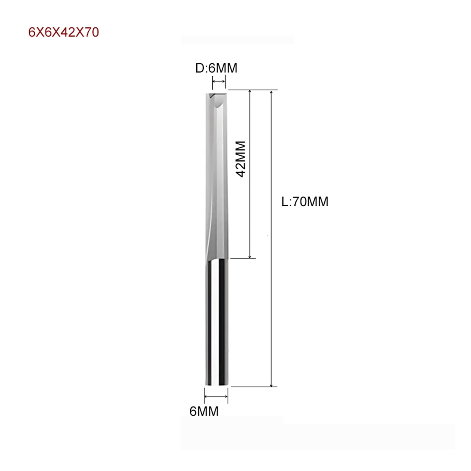 5 sztuk 3.175mm 4mm 6mm 8mm dwa flety proste gniazdo frez trzpieniowy do drewna frezy do grawerowania cnc frezy z węglików spiekanych narzędzie(6X6X42X70 5PCS)