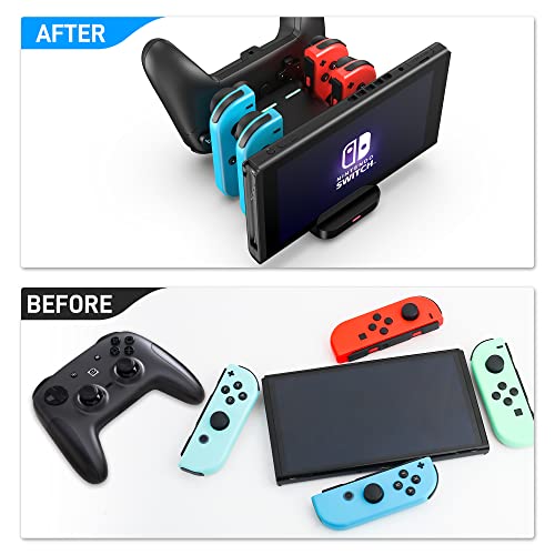 Gldram 6 In 1 Switch Charger Dock Station For Nintendo Switch & Oled & Lite Accessories, Charging Dock Storage Stand For Nintendo Switch Joycon And Pro Controller With Usb C Charging Cable, Black #TOP5