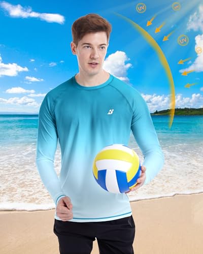 Roadbox Men's UPF 50+ Swim Shirts, Long Sleeve UV Sun Protection Rash Guard, Quick Dry SPF T-Shirt for Beach Surfing Fishing3