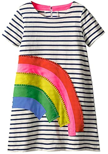 Image of HILEELANG Toddler Girl Cotton Casual Dress Summer Short Sleeve Basic Tunic Playwear Shirt Dresses