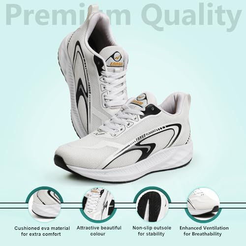 Image of FARGO Men's Spark Fylon Sole Memory Foam Patawa Running Sports Walking Shoes, Gym Shoes | Lightweight & Comfortable Lace-Up Shoes for Mens and Boys