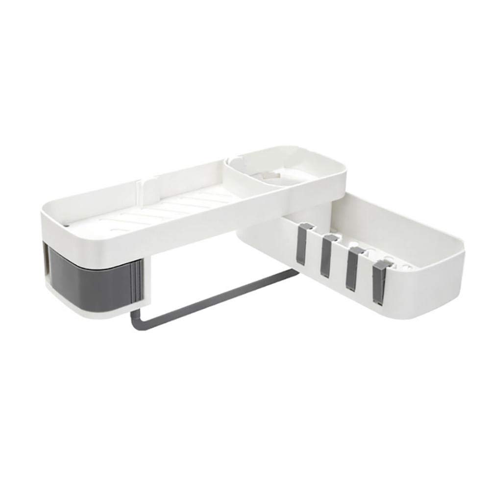 Étagère de douche trépied rotatif gris pour rangement sans perçage