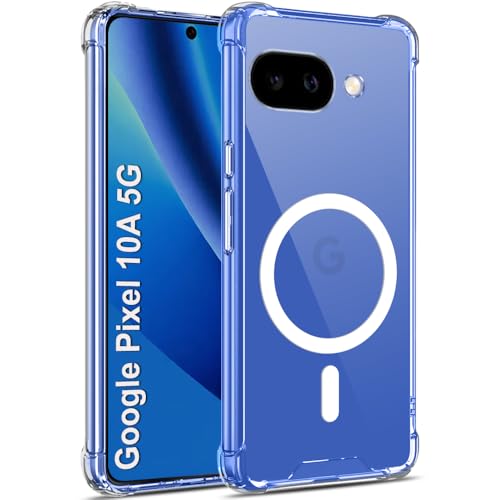 TheGiftKart Shockproof Ultra-Hybrid Back Cover Case for Google Pixel 10A Compatible with MagSafe | 360 Degree Protection | Crystal Clear Hard Back Cover Case (PC & TPU, Transparent Bumper)