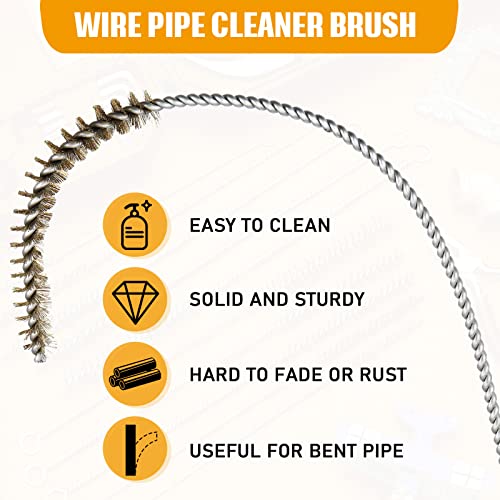 10 Pieces Wire Tube Brushes For Cleaning Pipe Tube Brass Brush Stainless Steel Round Wire Brush Brass Pipe Cleaning Brush Wire Pipe Cleaner Brush For Auto Parts, Bottles, Tubes, 5 Sizes (10 Pieces) #TOP3
