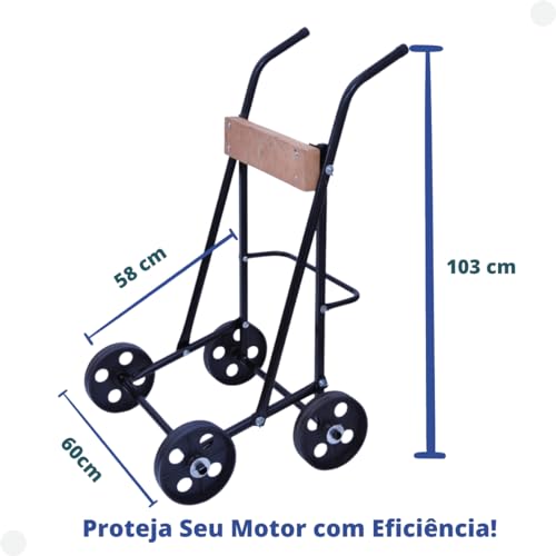 CARRINHO PARA MOTOR DE POPA PRETO 4 RODAS