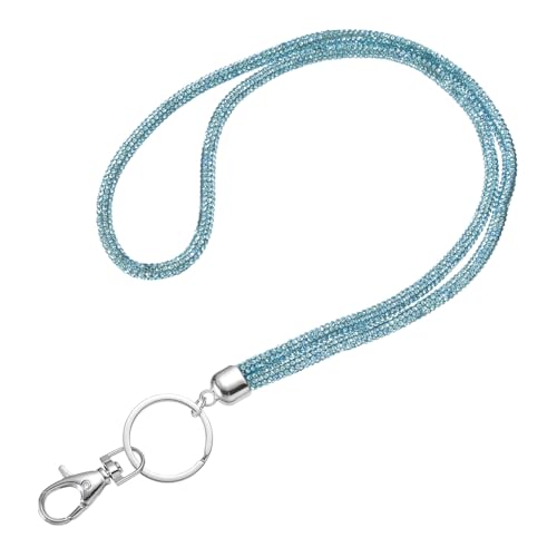Lanière à strass bleu 80 cm porte-clés et tour de cou téléphone portable
