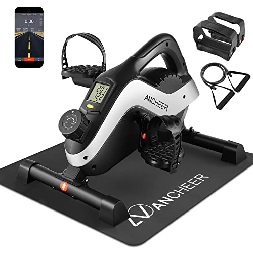 Under Desk Bike Pedal Exerciser, ANCHEER Magnetic Mini Exercise Bike for Arm Leg Recovery, Physical Therapy Leg Exerciser While Sitting for Home and Office Fitness