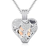 TANGPOET Asche Halskette 925 Sterling Silber Urnenketten für Asche Herz Memorial Feuerbestattung Schmuck Andenken Anhänger Geschenke für Mama Papa Frauen Männer Haustier mit Trichterfüller Kit