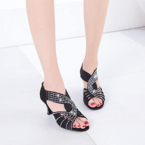 Rhinestones Ballroom Dance Shoes Women Latin Salsa Practice Wedding Indoor Crystal Shoes 2.5in Heels YT054