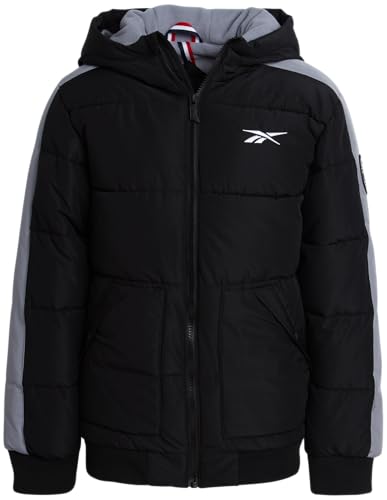 Reebok Boys Winter Coat - Insulated Heavyweight Zip Up Quilted Puffer Bomber Jacket - Weather Resistant Boys Winter Jacket