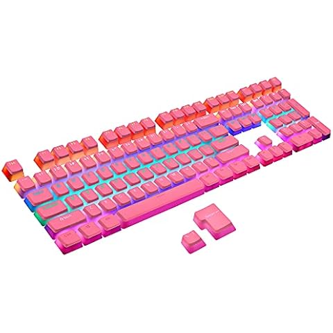 Pudding Keycaps | Double Shot PBT Backlit 108 Keys Key caps Set for Mechanical Gaming Keyboard MX Switches - Pink Pudding Keycaps (Only Keycaps) Cover