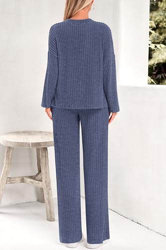 PRETTYGARDEN 2 Piece Sets for Women Fall 2025 Soft Comfy Lounge Long Sleeve Pajamas Set Knit Postpartum Pj Outfits Clothing