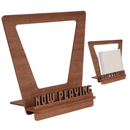 Soporte para discos – Soporte para álbum de madera maciza, estante para carpetas de archivos de vinilo de escritorio, marco de almacenamiento de madera natural premium, accesorio de audio estable