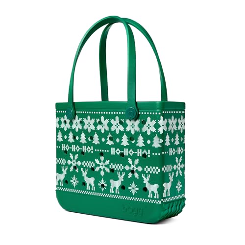 BOGG BAG Medium Tote 15 x 12.5 x 5 Durable Washable Tip-proof Beach Pool Boat Work Sports (Ugly Sweater - Green)