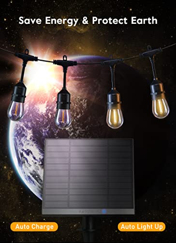 Solar String Lights Outdoor With Remote And Clips - 55Ft(45+10) 16 Led Patio Lights With Type-C Port, 3 Modes S14 Lights, Waterproof Cafe Lights Shatterproof For Outside Garden Bistro Party Backyard #TOP2