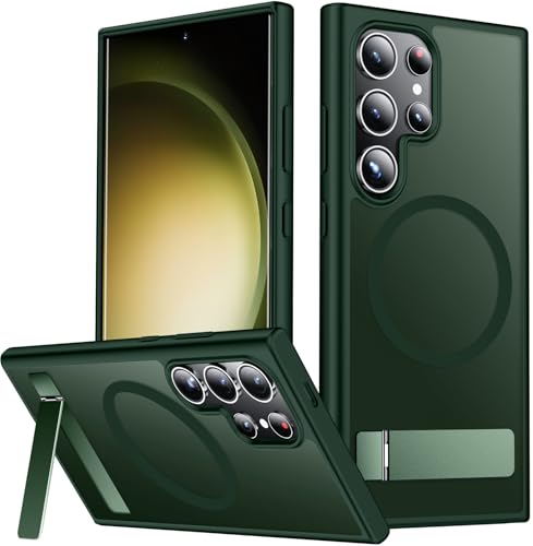 Image of SPIDERCASE Magnetic for Samsung Galaxy S23 Ultra Case, [3 Stand Ways][ Military Grade Drop Protection] with Invisible Stand Shockproof Slim Case for Samsung Galaxy S23 Ultra 6.8 inch, Green