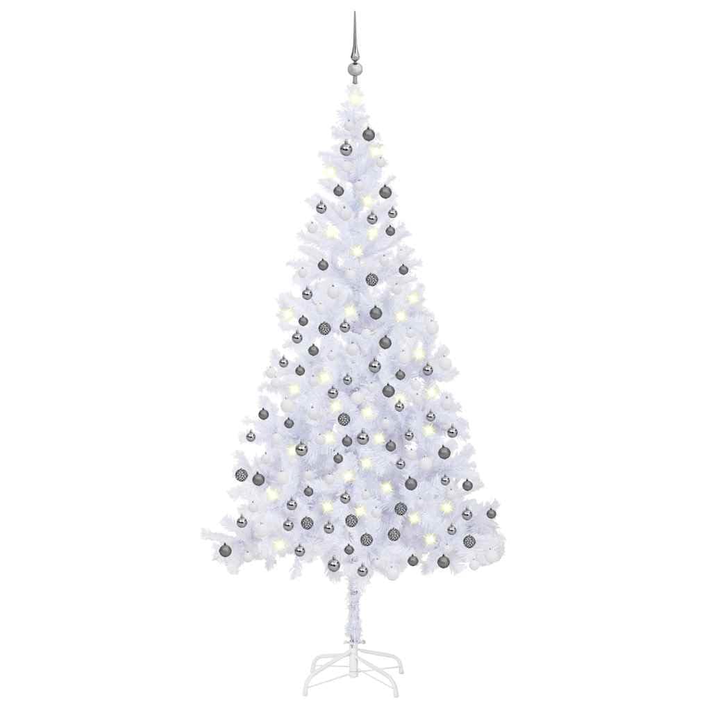 Arbre de Noël artificiel blanc 210 cm lumineux grand sapin 910 branches