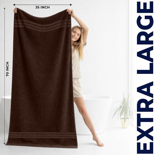 Image of DAN River 2 Pack Bath Sheets Extra Large 35x70, Large Bath Towels for Adults, XL Oversized Heavy Duty Towel Set, 600 GSM 100% Ring Spun Cotton, Soft Quick Dry, Brown
