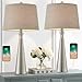 Oneach USB Table Lamp Set of 2 Modern Bedside Silver Desk Lamp with Charging Port for Living Room Bedroom Nightstand Coffee Table 25