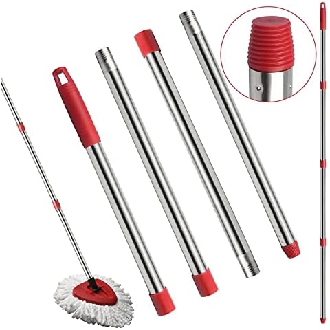Sousnous Telescopic handle, extendable telescopic rod from 76 to 148 cm, for various cleaning devices, removable spin mop, 4 sections, 1.48 m threaded head, aluminium, ergonomic handle Cover