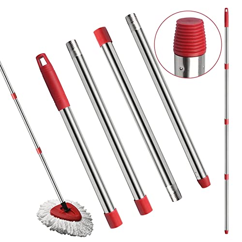 Sousnous Manche télescopique télescopique extensible de 76 à 148 cm pour divers appareils de nettoyage, balai rotatif amovible 4 sections 1,48 m Tête de filetage en aluminium, poignée ergonomique