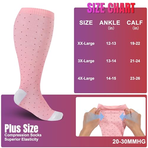 Image of Cerpite Plus Size Compression Socks 20-30 mmHg for Women & Men, Extra Wide Calf Compression Socks, Cushioned Breathable Support for Nurses, Travel, Running & Long Standing