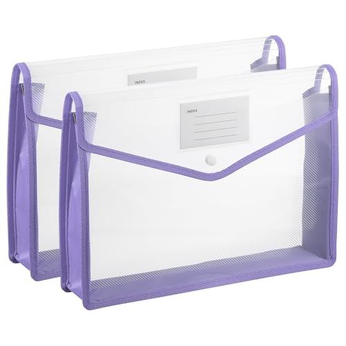 Dossiers expandables plastiques A4 range document horizontal violet avec pochette à pression
