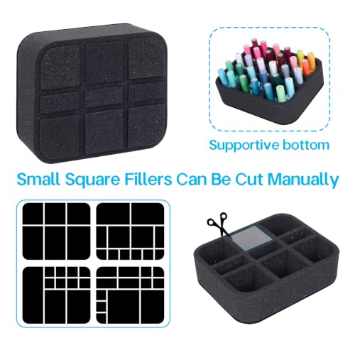 Image of Nail Polish Organizer Holder Foam Pad DIY with 9 Slots for Storage Nail Polish or Essential Oil Tray for Drawers Black
