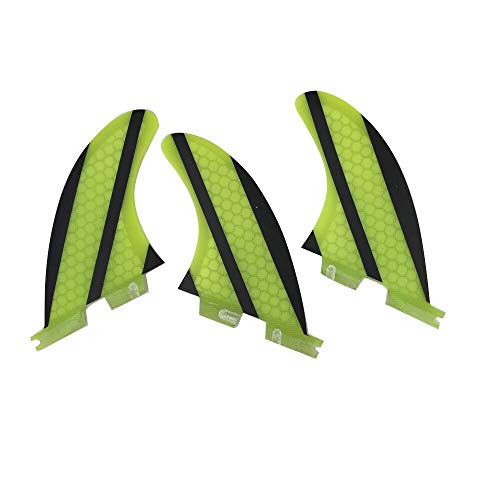 UPSURF Tabla de Surf 3Aletas FCS II Fibra de Vidrio Actuación Thruster Aleta de Surf para Surfear (Yellow G3)
