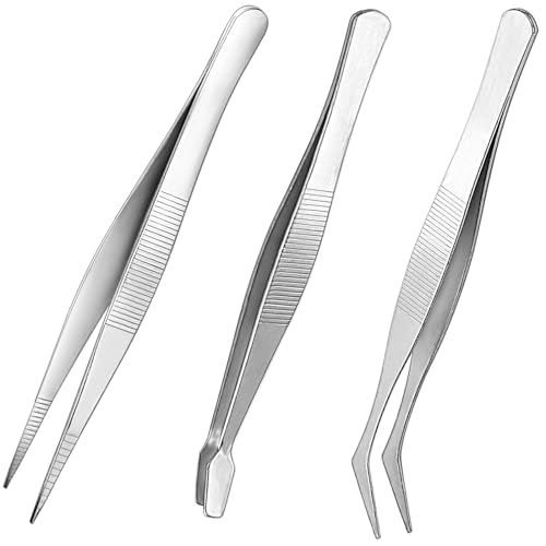 3 Pinzas de cerámica de precisión, ESD Anti estática Acero Inoxidable Pinzas, Tweezers Industriales para Electrónica, Joyería, Trabajo de Laboratorio, Artesanía