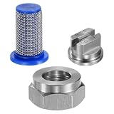 M METERXITY 1-Set Flat Fan Spray Tips, 0.66mm Orifice 65 Degree Stainless Steel Sprayer Nozzle Tips with NPT3/8 Nut...