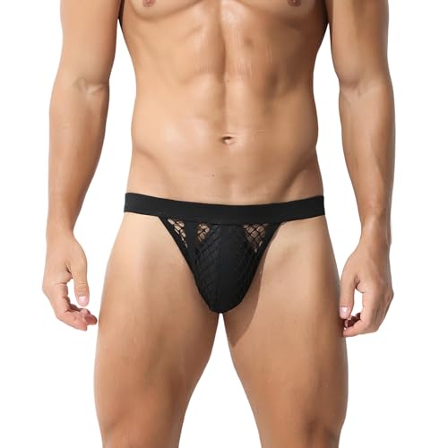 Men's Sexy Breathable Openwork Fishnet Jockstraps See Through Underwear2