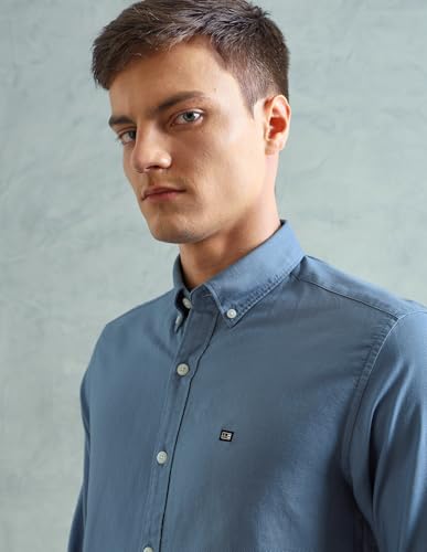 Image of Arrow Sport Solid Slim Fit Cotton Shirt for Men - Full Sleeve Mens Casual Shirts